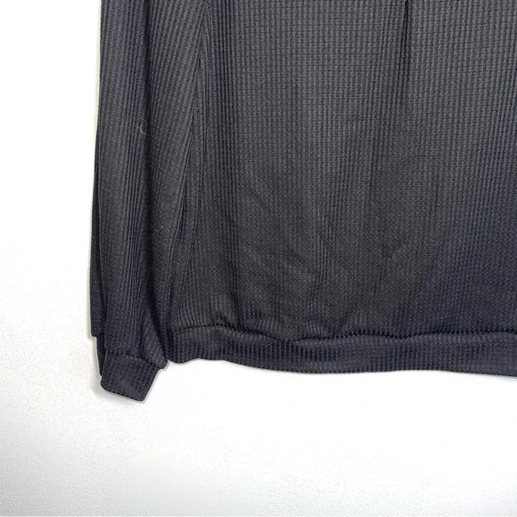 Shein Lune Black Gold Hardware Half Zip Flap Pocket Waffle Knit Top Large Women - Picture 4 of 9